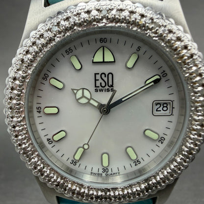ESQ Dive Watch Women 38mm MOP Dial Steel Diamond Bezel Date E5210 New Batt1