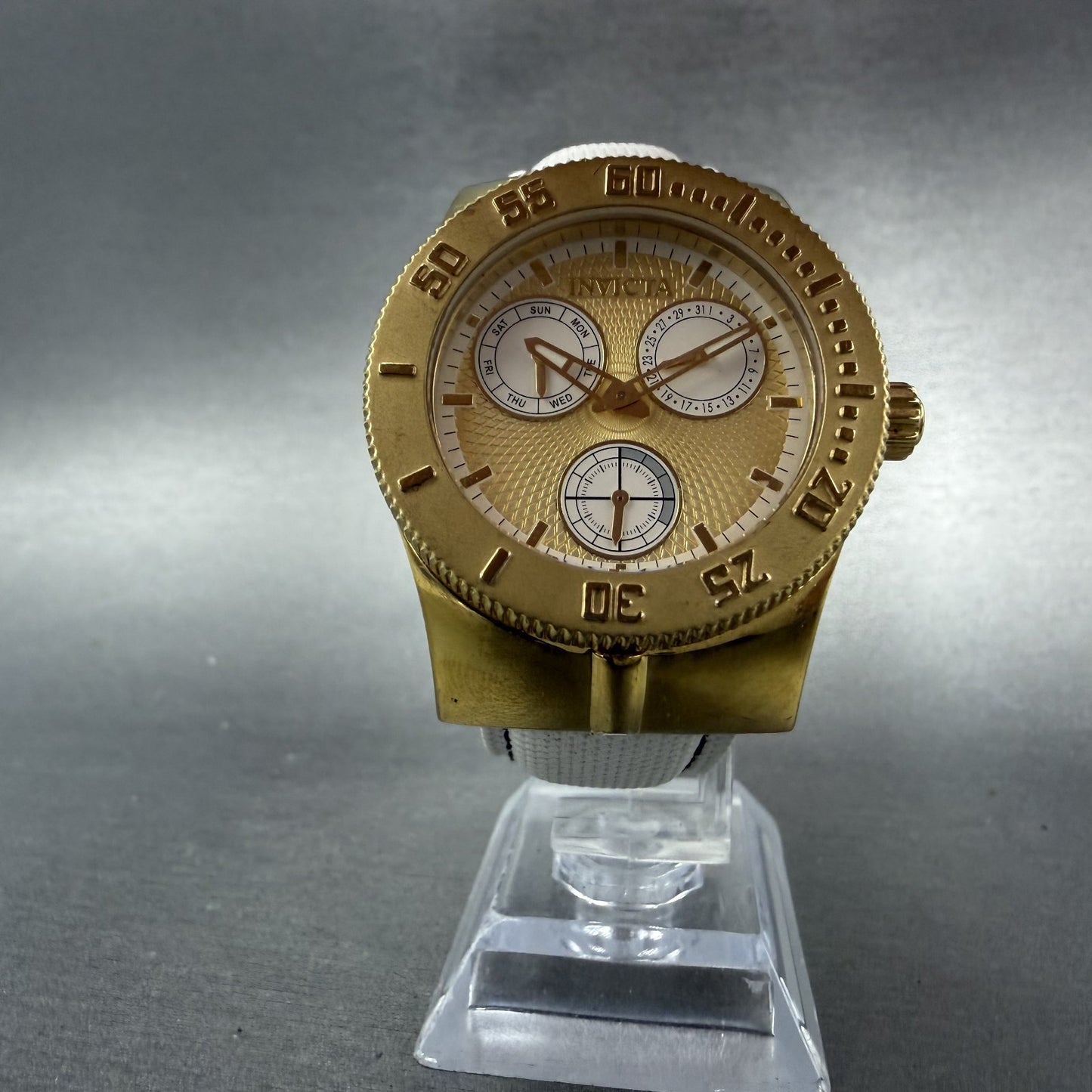 Invicta Wildflower Watch Women 37mm Gold Dial Gold Tone Daydate 5924 New Batt5
