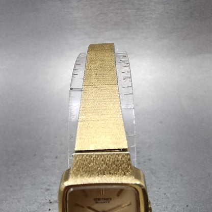 Seiko Tank Watch Women 18mm Gold Dial Gold Tone Rectangle 23205229 New Battery4