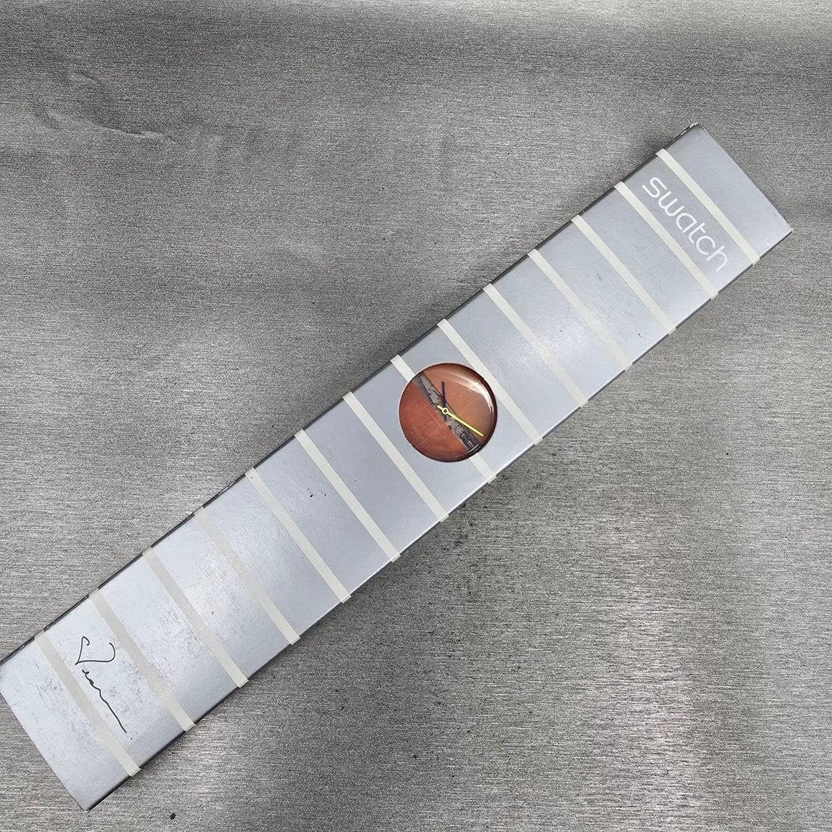 Swatch Orange Painted Time Watch Men 34mm Clear Case GK378 New Battery NOS20