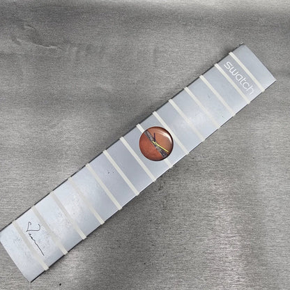 Swatch Orange Painted Time Watch Men 34mm Clear Case GK378 New Battery NOS20