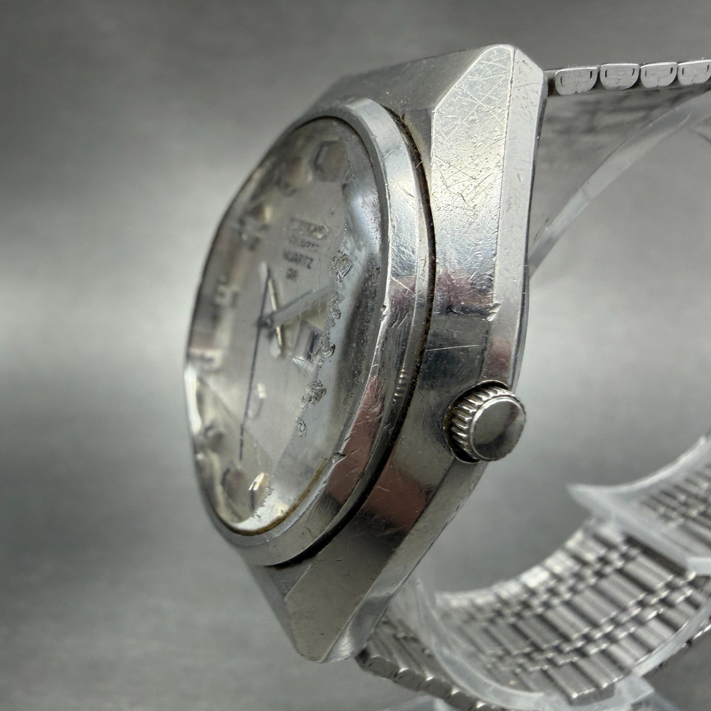 Seiko QR Watch Men 36mm Silver Dial Silver Tone Daydate 3863-8010 New Battery2