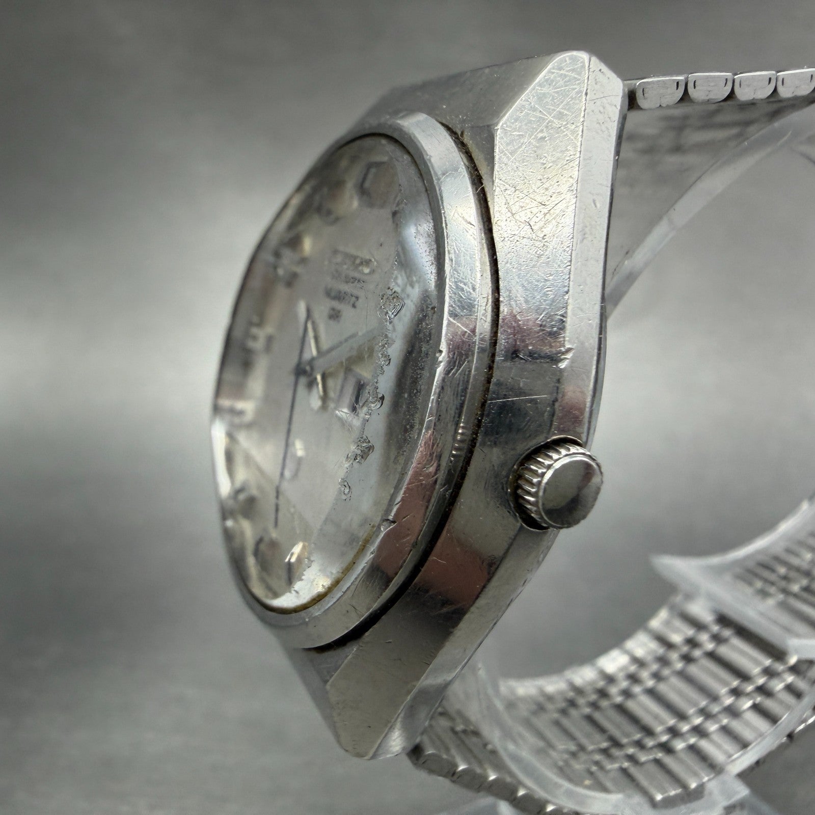 Seiko QR Watch Men 36mm Silver Dial Silver Tone Daydate 3863-8010 New Battery2