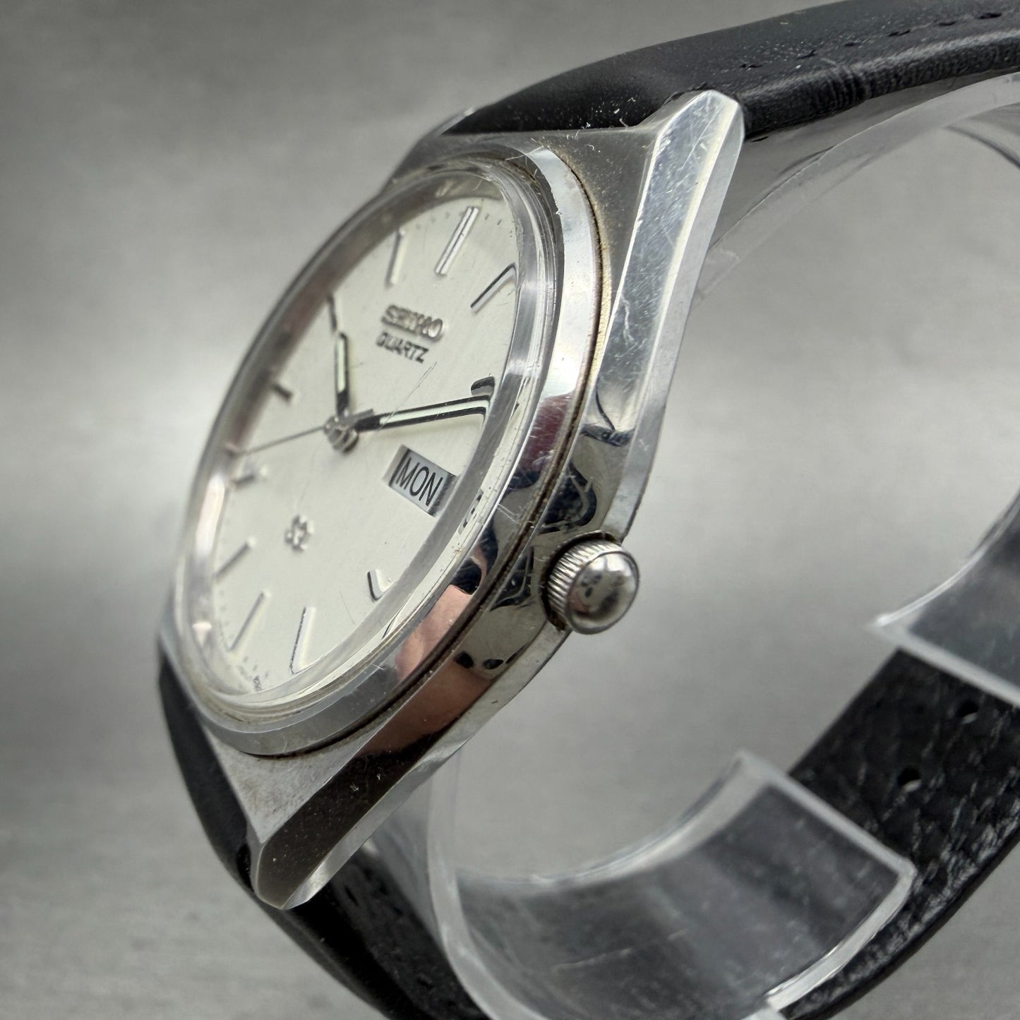 Seiko SQ Watch Men 35mm Silver Dial Silver Tone Daydate 8123-7230 New Battery2