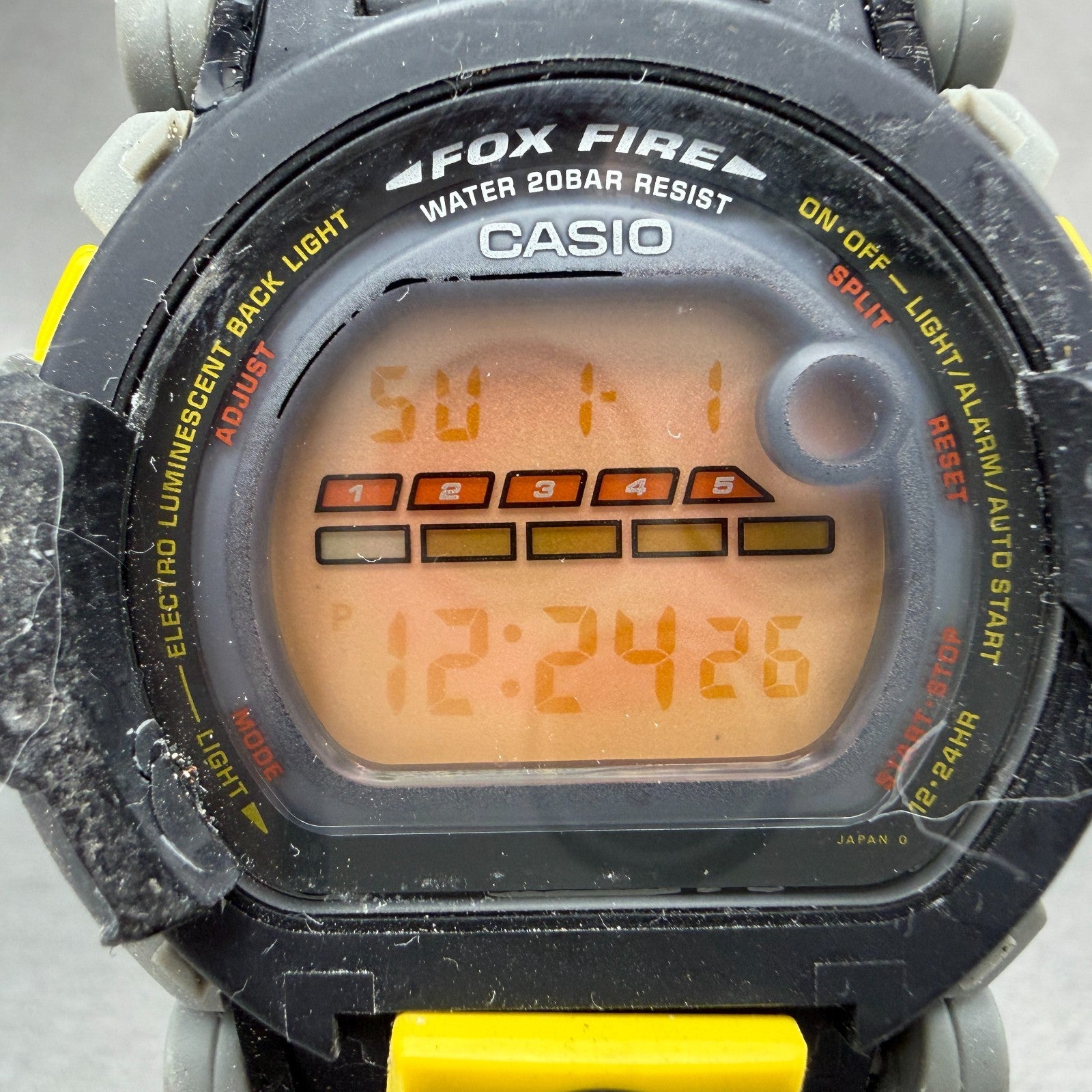 Casio G-Shock DW-002 Watch Men 48mm Digital Black Yellow Round Fox Fire New Batt1