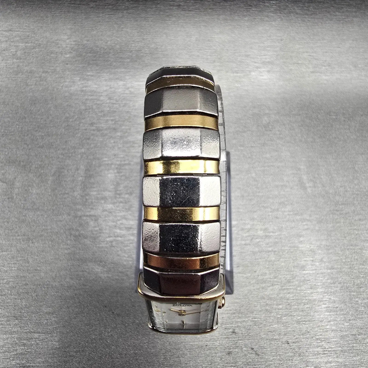 Bulova Watch Women 15mm White Dial Two Tone Rectangle 98T31 New Battery4