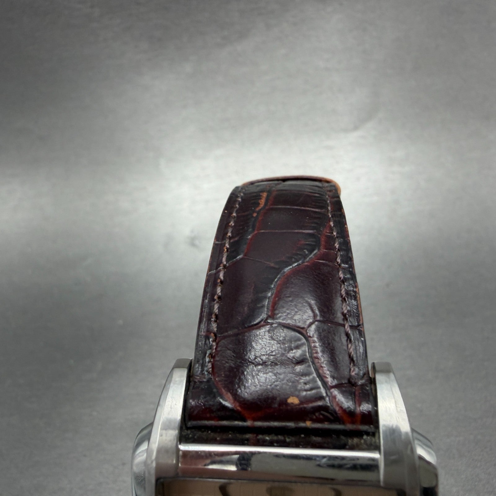 Emporio Armani Tank Watch Men 35mm Cream Dial Steel Date Rectangle AR-0477 Works4