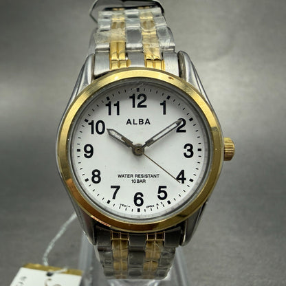 Seiko Alba Watch Women 25mm White Dial Two Tone Round V501-0EP0 New Battery0