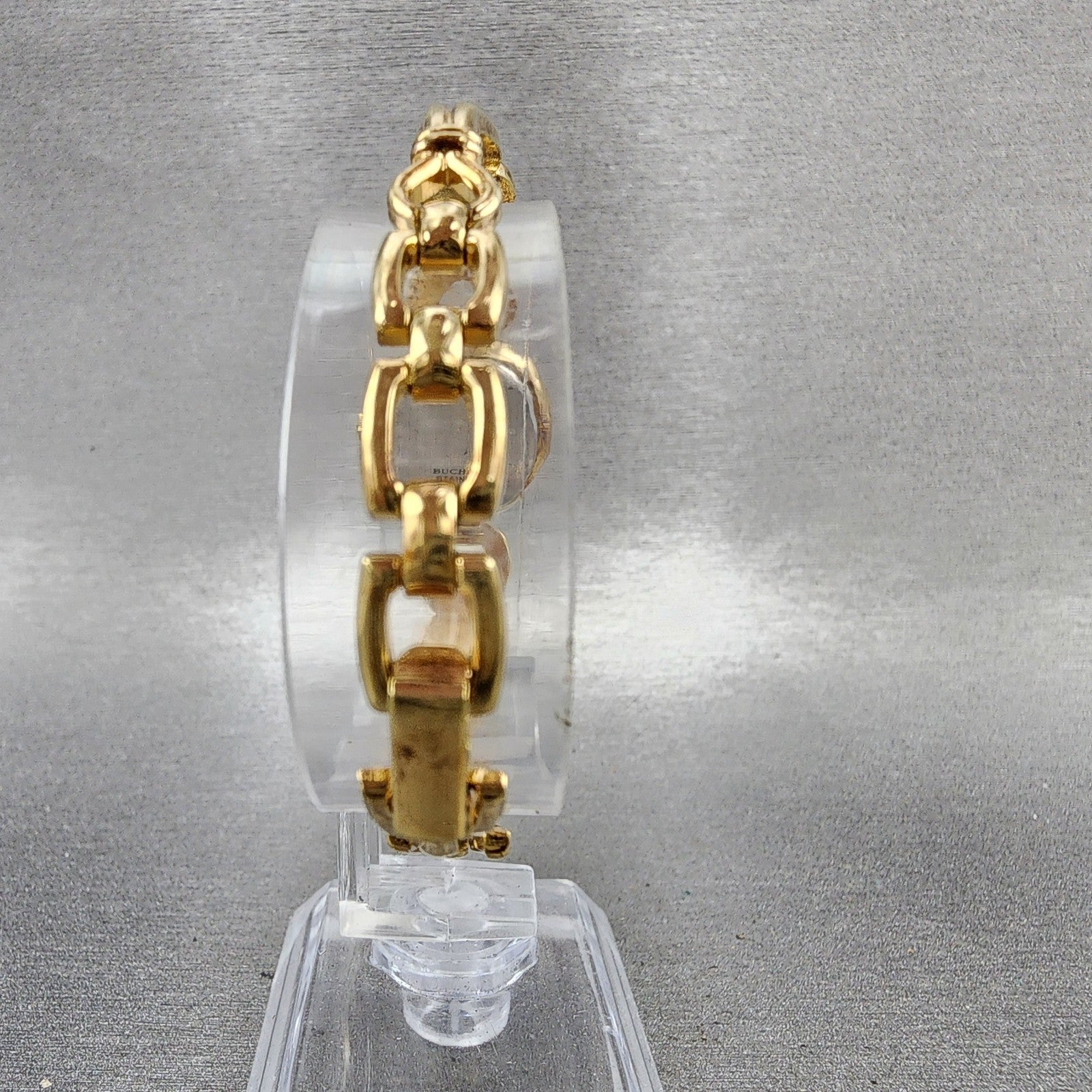 Bucherer Q Watch Women 19mm Red Dial Gold Tone Oval 980.599 New Battery7