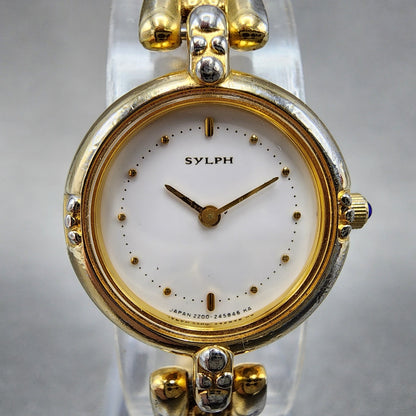 Citizen Sylph Watch Women 19mm White Dial Gold Tone Round 2200241797 New Batt1