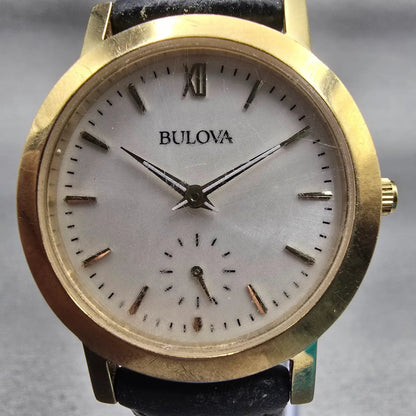 Bulova Watch Women 32mm White Dial Gold Tone Round 97L159 New Battery1
