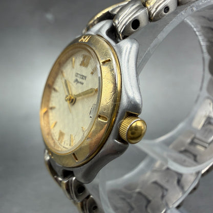 Citizen Elegance Watch Women 25mm Champagne Dial Two Tone Round New Battery ABC92