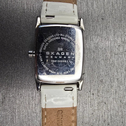 Skagen Denmark Watch Women 24mm Black Dial Silver Tone Rectangle 691SSB1 New Bat10