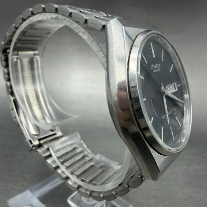 Citizen CQ Watch Men 35mm Black Dial Silver Tone Daydate Round 4-213581 PARTS4