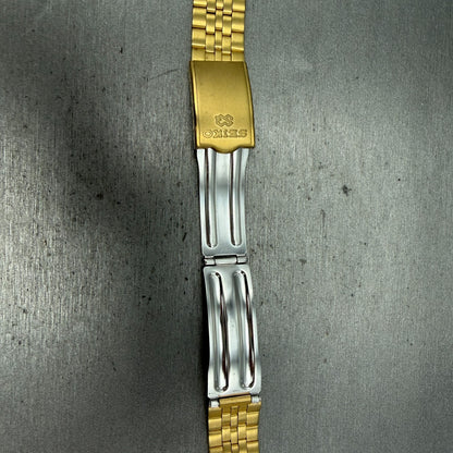 Seiko SQ Bracelet 20mm Stainless Steel Gold Tone Tri Folding Clasp VTG Japan GF312