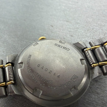 Seiko Watch Women 27mm Silver Dial Two Tone Titanium Date 7N82-0420 New Battery9