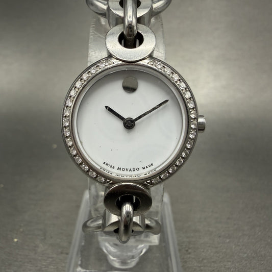 Movado Circol Watch Women 23mm White Dial Silver Tone Round 29 3 14 1136 PARTS0