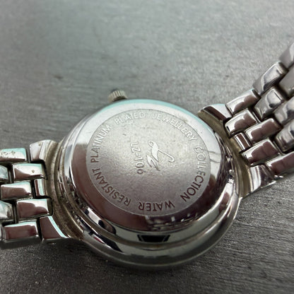 LZ Watch Women 25mm White Dial Silver Tone Ruby Bezel Round New Battery9