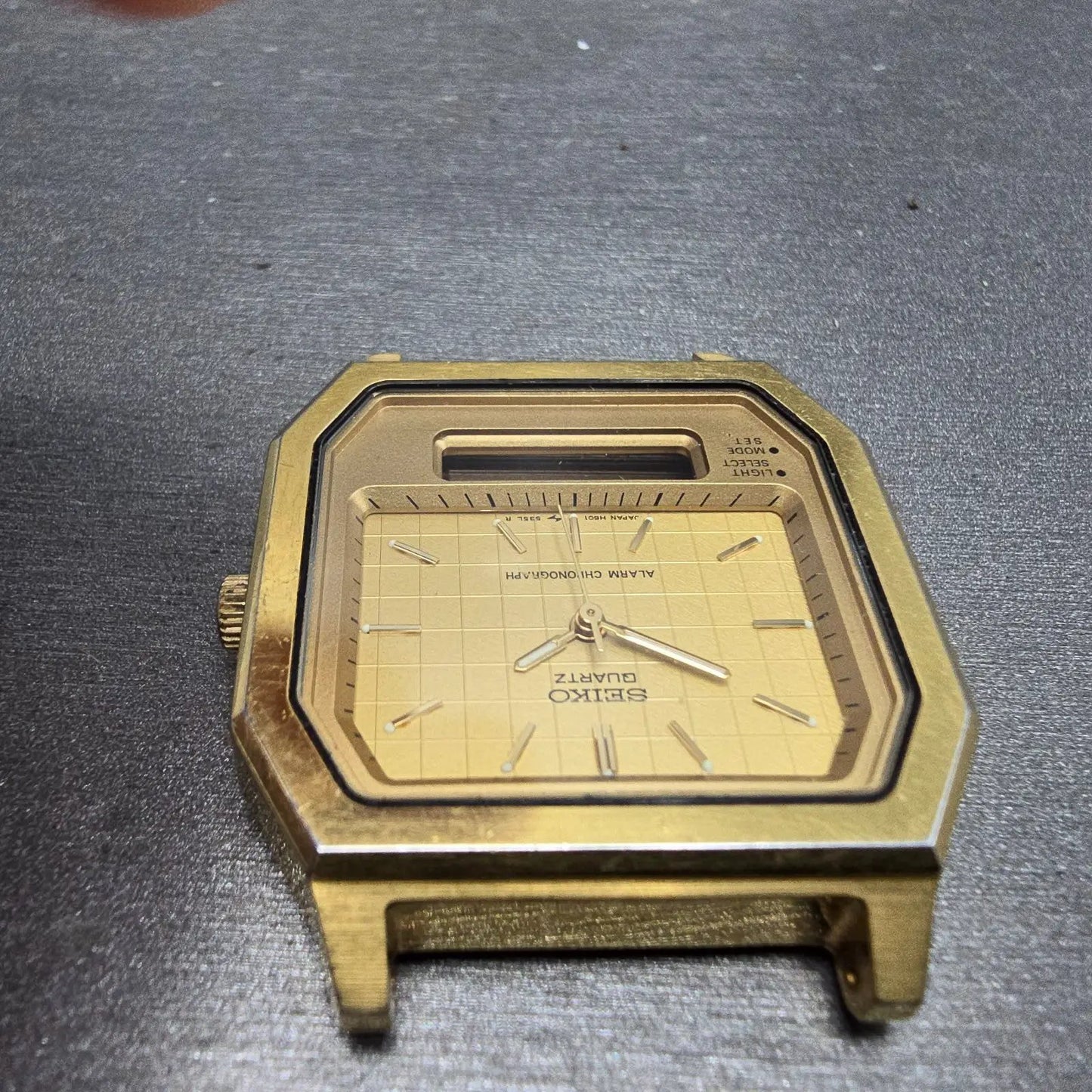 Seiko Analog Digital Watch Men 33mm Gold Dial Gold Tone Rectangle H601-5389 PART5
