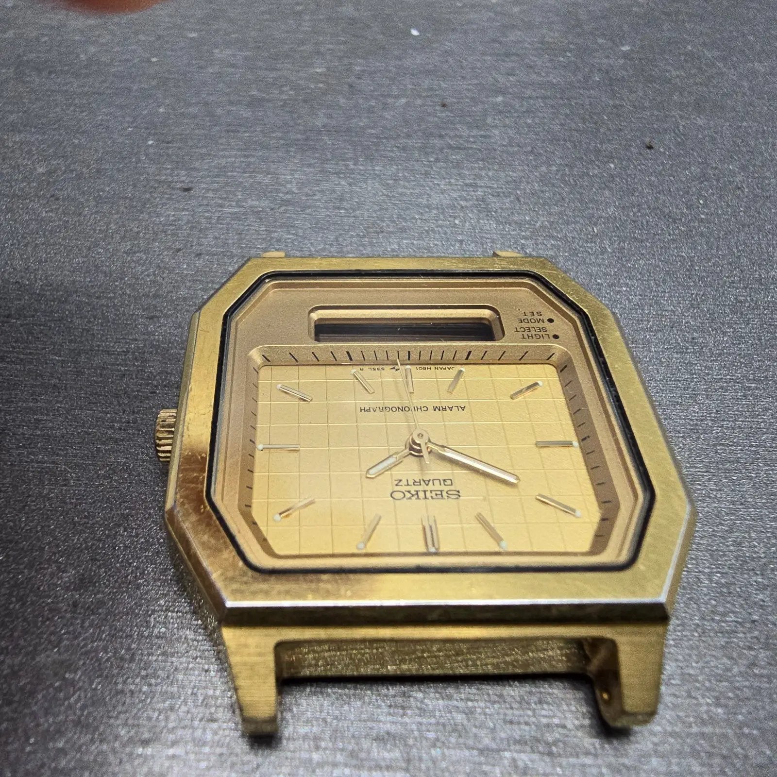 Seiko Analog Digital Watch Men 33mm Gold Dial Gold Tone Rectangle H601-5389 PART5