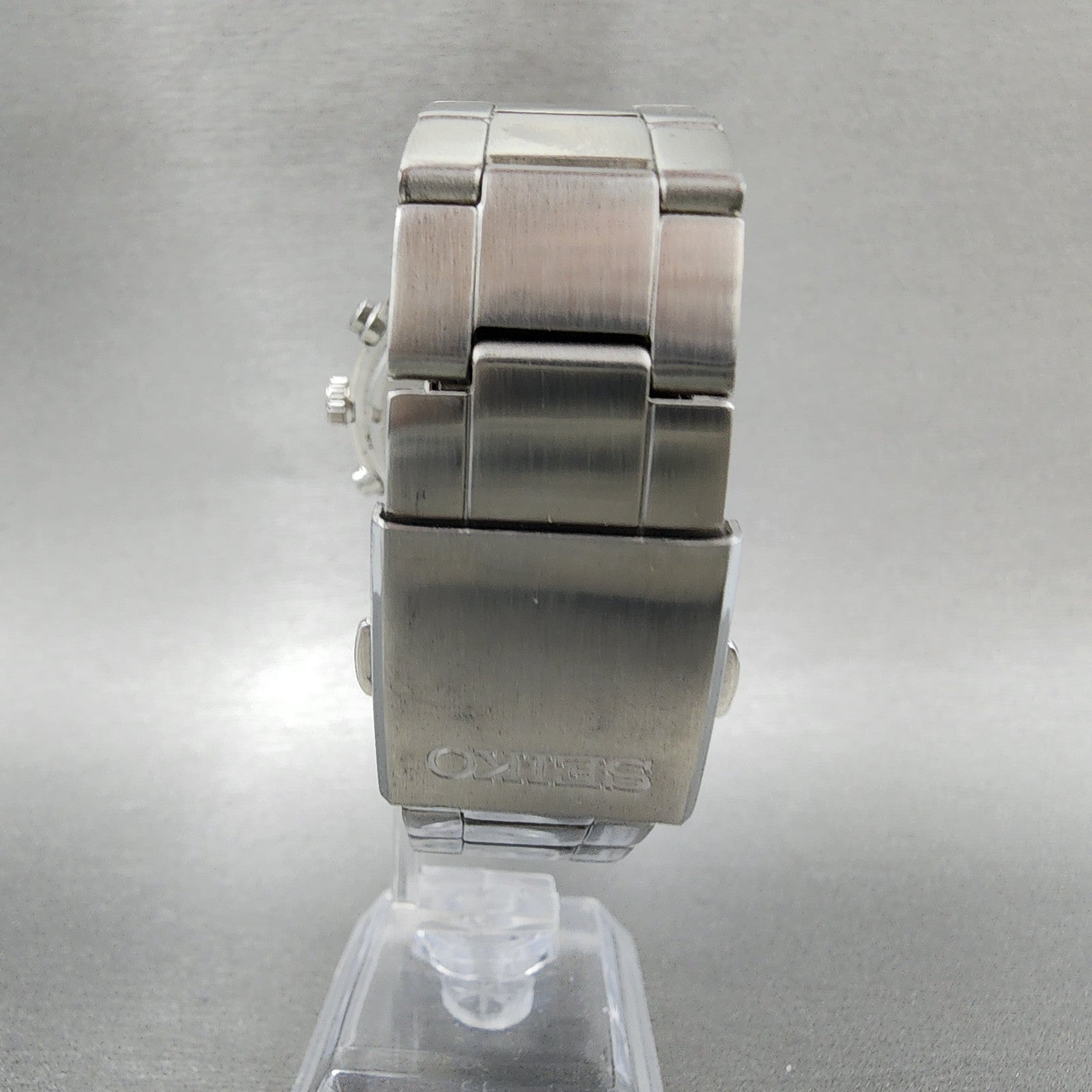 Seiko Chronograph Watch Men 43mm Black Dial Silver Tone Date 7T920JS0 New Batt7