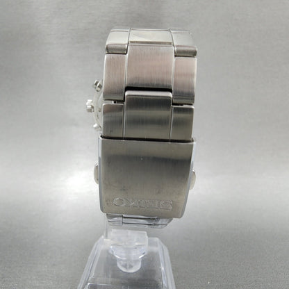 Seiko Chronograph Watch Men 43mm Black Dial Silver Tone Date 7T920JS0 New Batt7