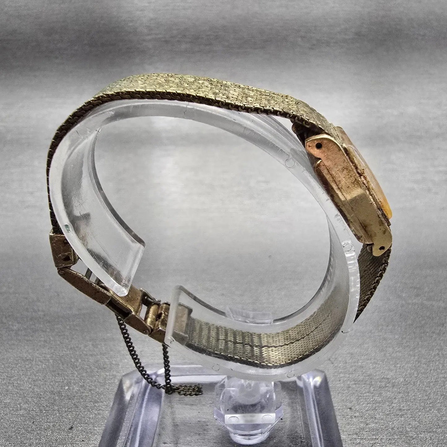 Seiko Tank Watch Women 15mm Champagne Dial Gold Rectangle 11-3189 Manual Wind8