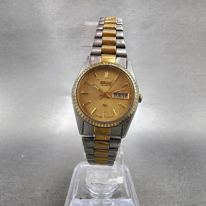 Seiko SQ Watch Women 24mm Champagne Dial Two Tone Daydate 2a230030 New Battery5