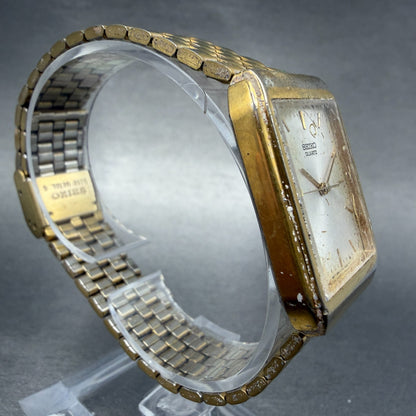 Seiko Tank Watch Men 25mm Silver Dial Gold Tone Rectangle V701-5k09 New Battery3