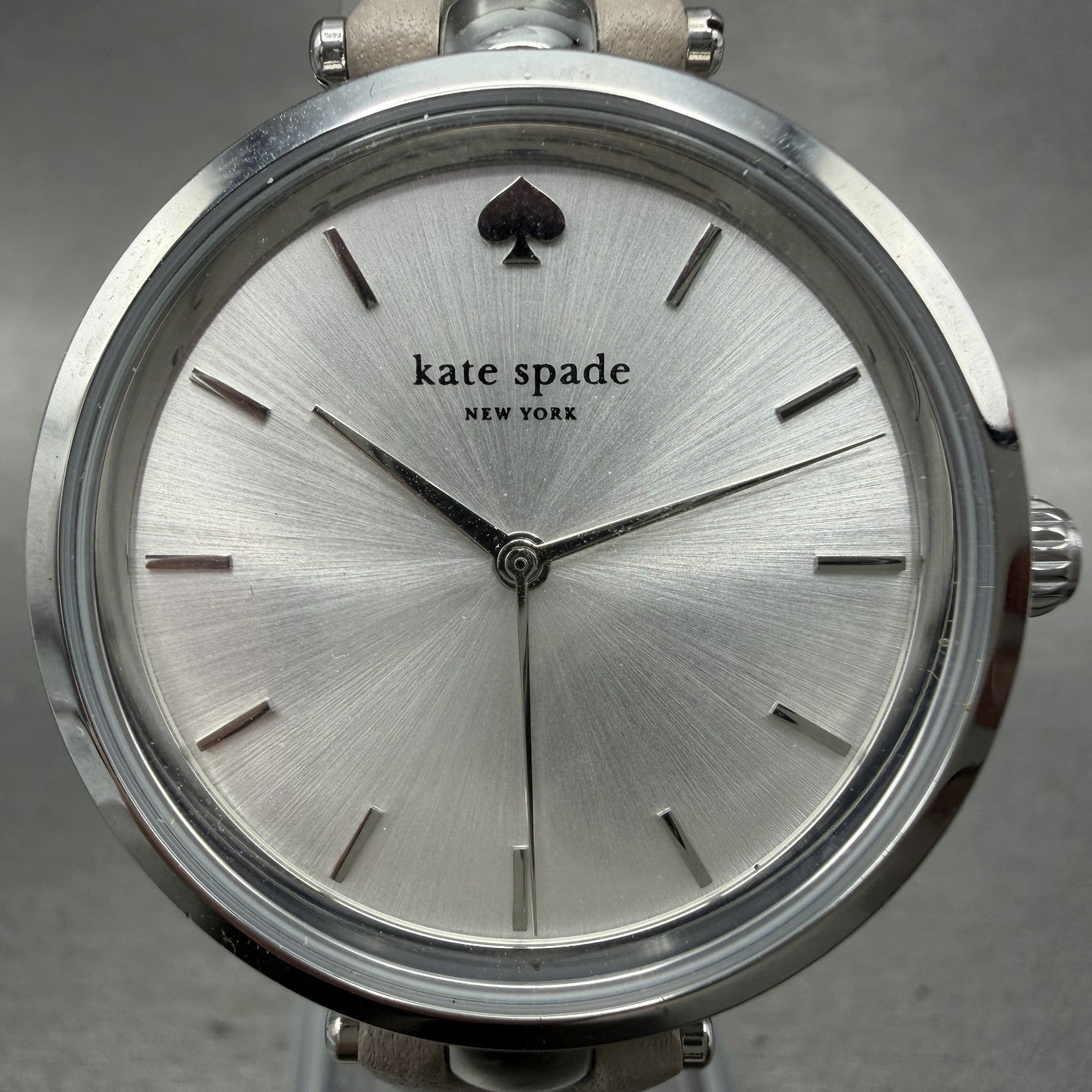 Kate Spade Holland Watch Women 34mm Silver Dial Silver Tone Round New Battery1
