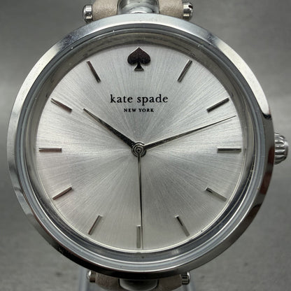 Kate Spade Holland Watch Women 34mm Silver Dial Silver Tone Round New Battery1