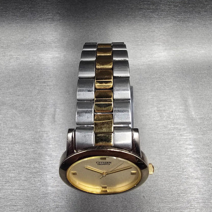 Citizen Mens Watch 35mm Champagne Dial Two Tone Round 1032-S77147 New Battery L4
