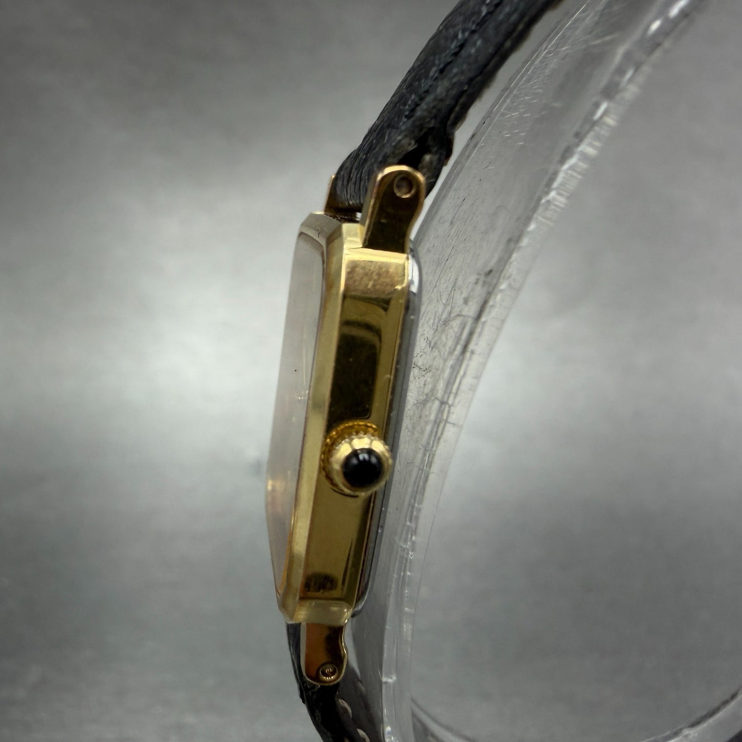 Seiko Exceline Tank Watch Women 19mm Champagne Dial Gold Tone 1221-5720 New Bat92