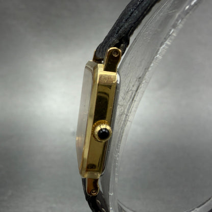 Seiko Exceline Tank Watch Women 19mm Champagne Dial Gold Tone 1221-5720 New Bat92