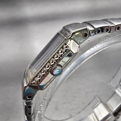 Seiko Watch Women 16mm Silver Dial Silver Tone Gemmed 1F20-0AB0 New Battery VTG2