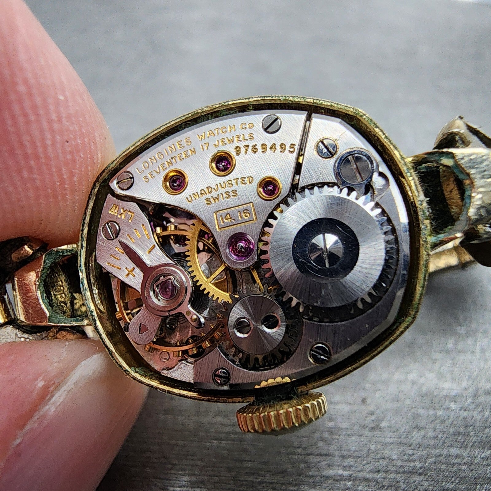 Longines Watch Women 15mm White Dial 10K Gold Filled Oval Cal 14.16 PARTS11