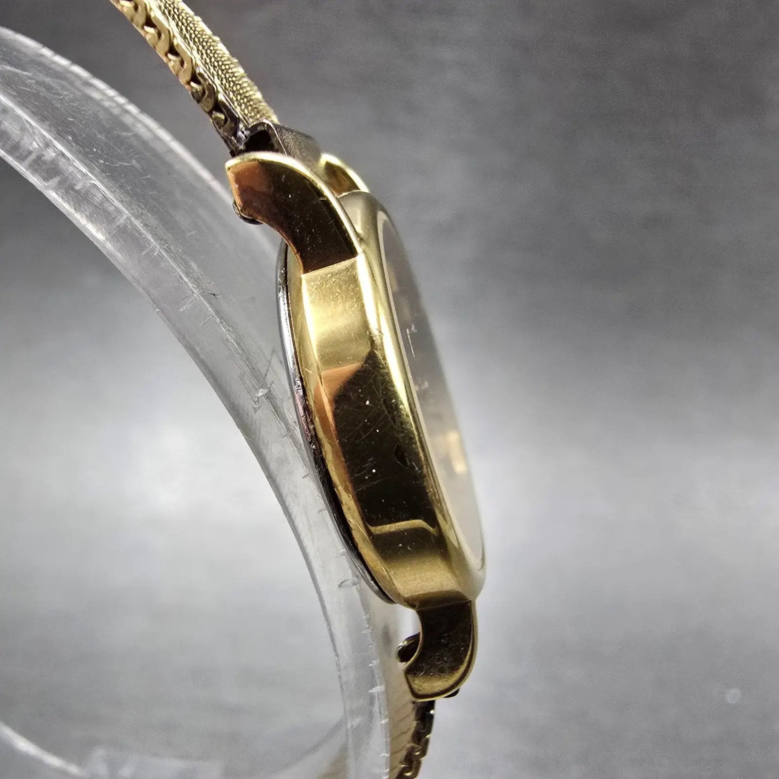 Longines Watch Women 20mm Gold Dial Gold Tone Round Mesh Band New Battery VTG3