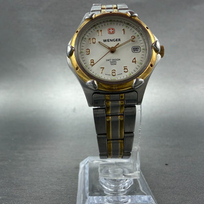 Wenger SAK Design Watch Women 28mm White Dial Two Tone Date Round New Battery9125
