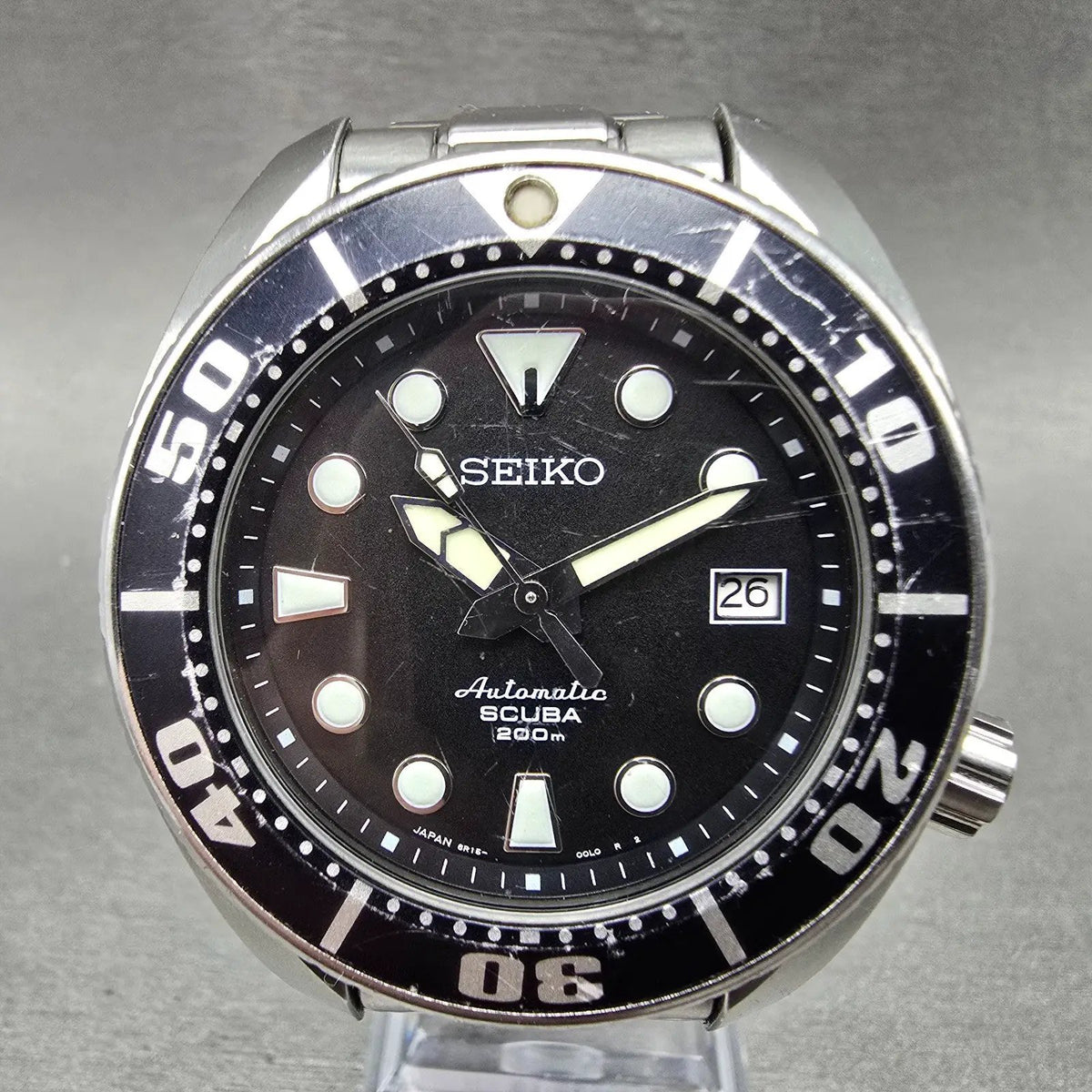 Seiko Sumo Watch Men 45mm Black Dial Steel Date Automatic Round SBDC001 6R15-00G0