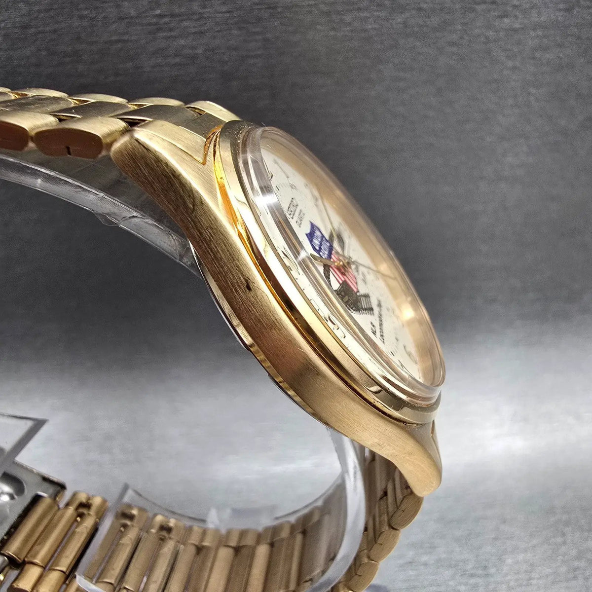 Seiko Union Pacific Watch Men 35mm Ivory Dial Gold Tone 5Y23-8049 New Battery3
