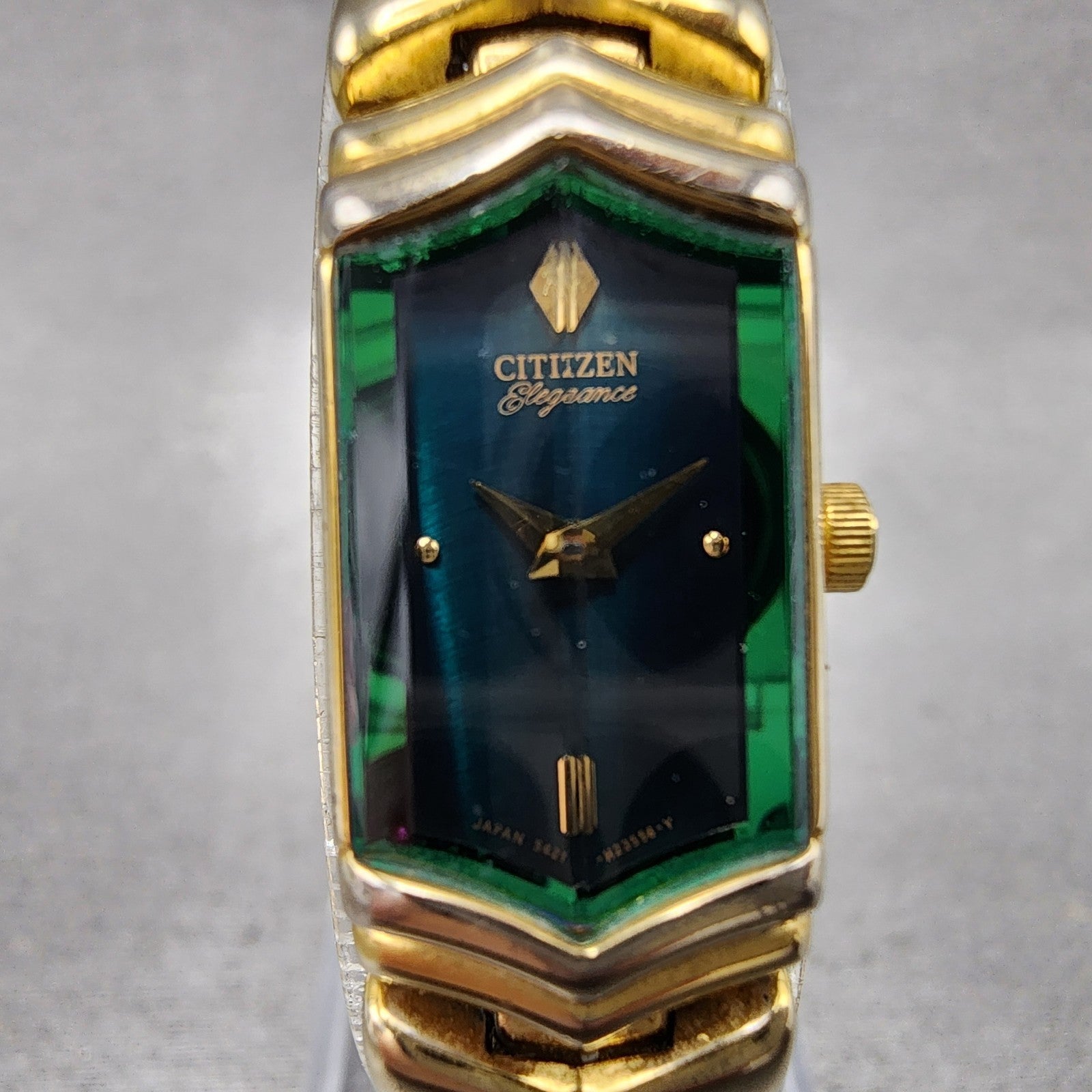 Citizen Elegance Watch Women 13mm Green Dial Gold Tone Hexagon New Battery1