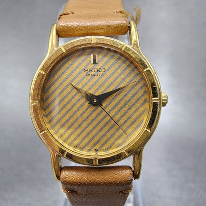 Seiko Watch Women 22mm Gold Dial Gold Tone Round 73210210 New Battery0