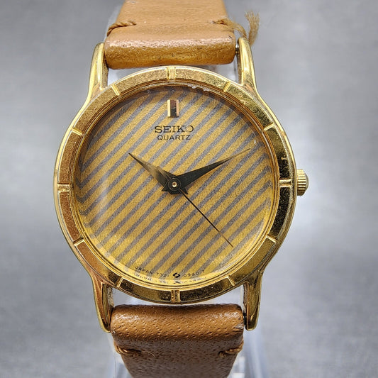 Seiko Watch Women 22mm Gold Dial Gold Tone Round 73210210 New Battery0
