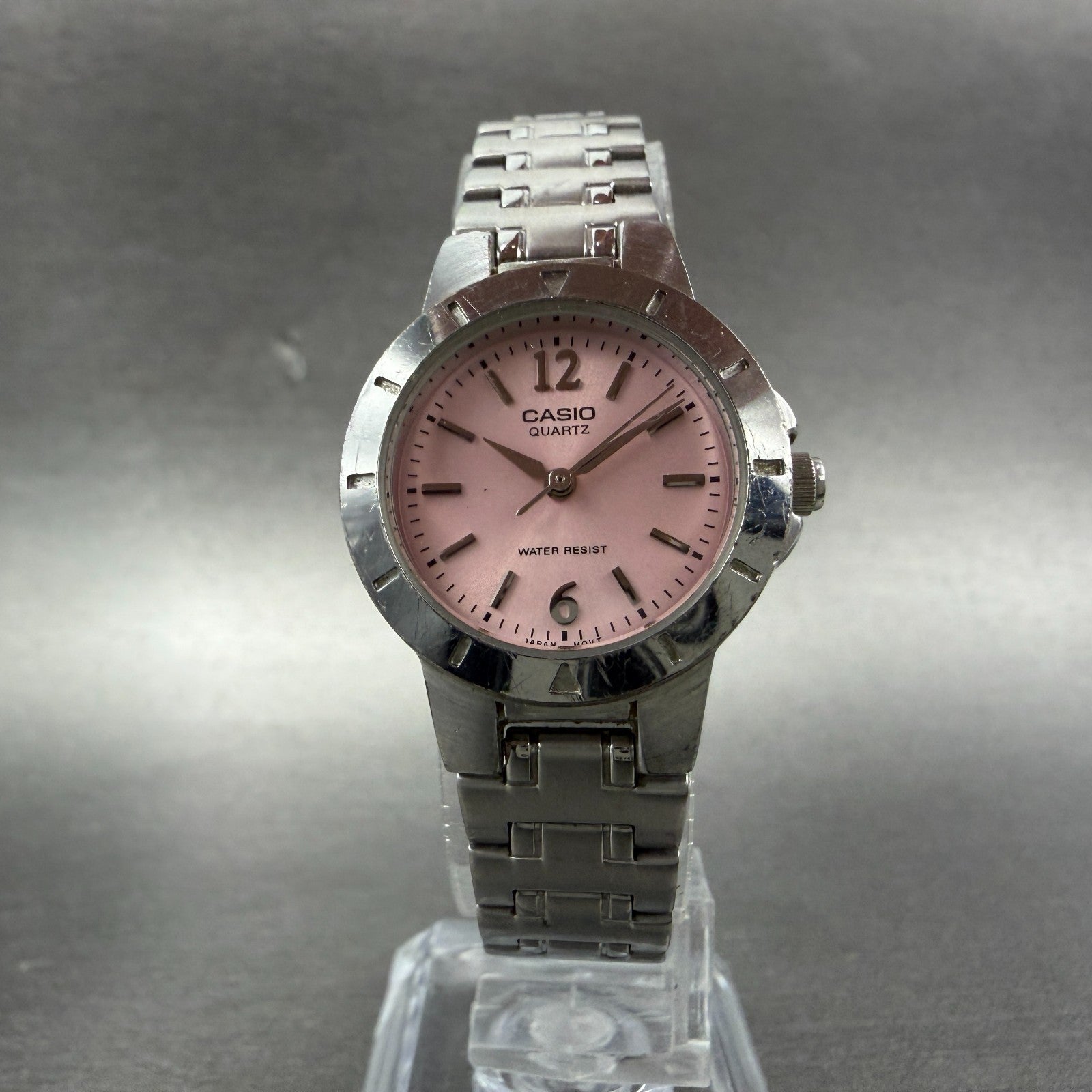 Casio Watch Women 24mm Pink Dial Silver Tone Round LTP-1177 New Battery 6585