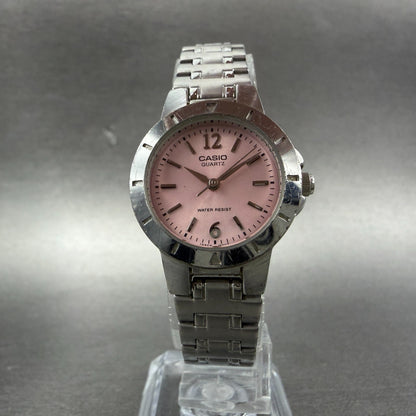 Casio Watch Women 24mm Pink Dial Silver Tone Round LTP-1177 New Battery 6585