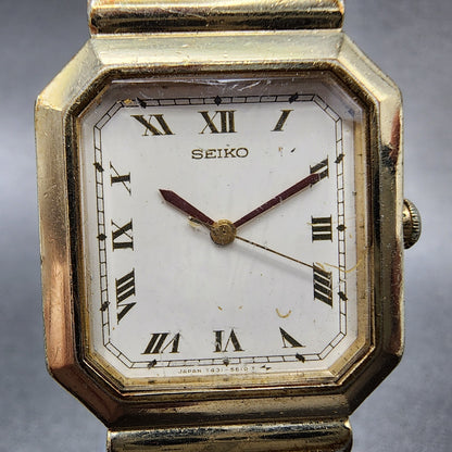 Seiko Tank Watch Unisex 26mm White Dial Gold Tone 7431-5450 PARTS