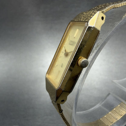 Citizen CQ Tank Watch Women 13mm Champange Dial Gold Tone 2250-223373 New Batt2
