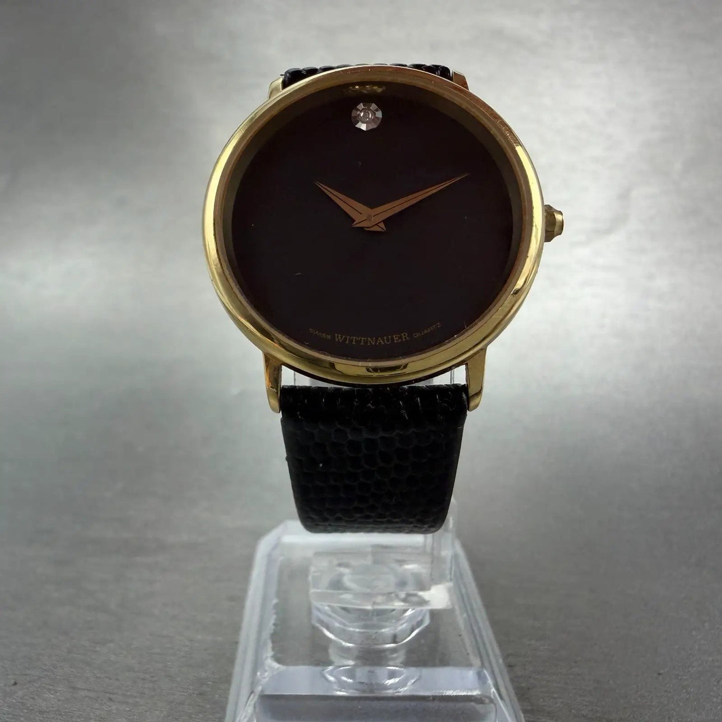 Wittnauer Watch Women 30mm Black Dial Gold Tone Round New Battery Vintage Swiss5