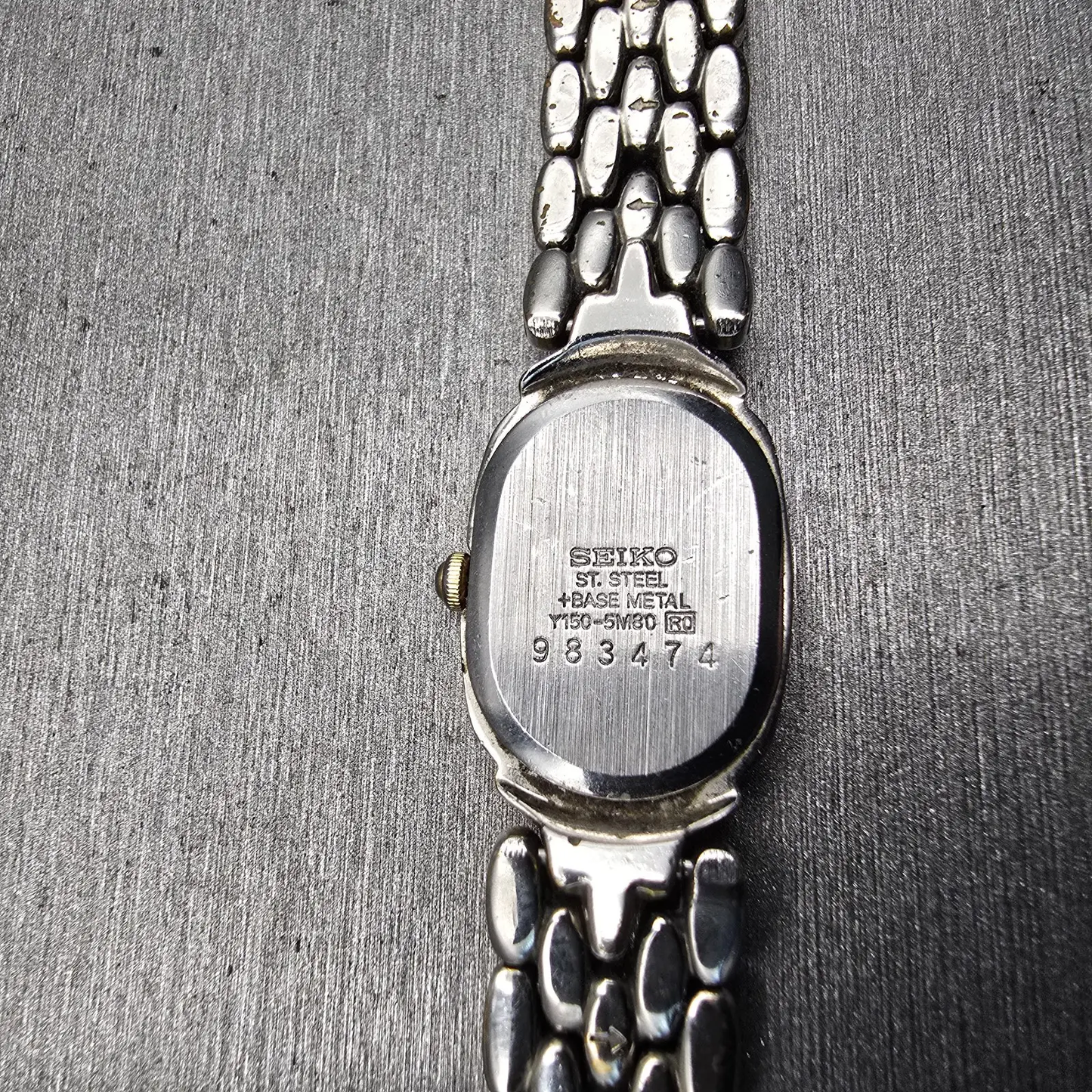 Seiko Watch Women 15mm White Dial Two Tone Oval Y150-5M80 New Battery Vintage10