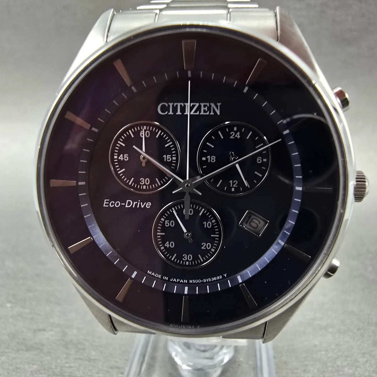 Citizen Eco-Drive Chronograph Watch Men 40mm Blue Dial Steel H500-S107300 Runs1
